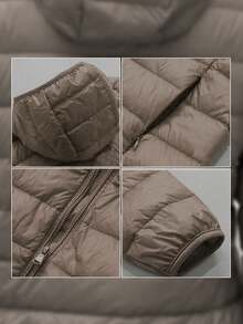 ZIAI 女式长袖连帽羽绒服常规长度保暖填充夹克带口袋和拉链