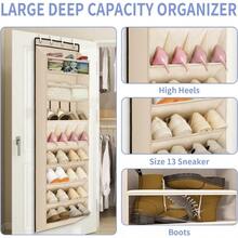 1 Pack Over The Door Shoe Organizer 68 Exlarge Deep Pockets Hanging Shoe Organizers 8Tier Shoe Rack For Closet Shoe Holder For Boots Over Door Organizer In Home RV Dorm Beige