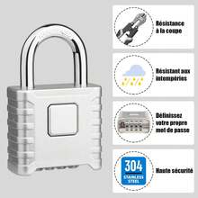 Lucchetto d'argento a combinazione a 4 cifre, lucchetto da esterno impermeabile da 52mm