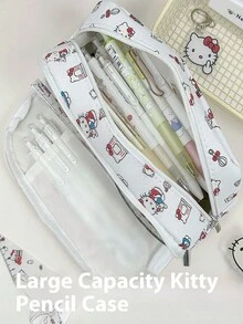 Sanrio Sanrio 1pc Sanrio KT Cat Drawstring Pencil Case, Cute Hello Kitty Stationery Storage Bag, Student Large Capacity Pencil Case, Cute Cartoon Design, Polyester Material, Waterproof And Stain Resistant, Suitable For School And Office Supplies, Essential Learning Supplies For Returning To School,For School Supplies,Back To School Random Delivery