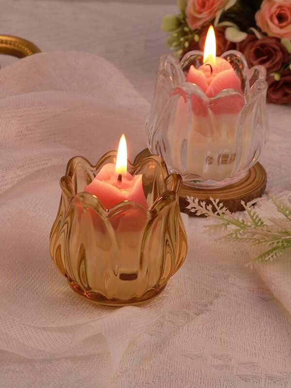 Halloween, Christmas, Exquisite Glass Tulip Scented Candles, Tulip Candle Glass, Suitable For Wedding Venues, Wedding Gifts, Halloween Holiday Venues, Restaurants, Living Rooms, Yoga Studios, Meditation, Birthday Candles, Mother's Day Gifts, Valentine's Day Gifts, Birthday Gifts, Adult Gifts, Wedding Candles, Home Decoration, Room Decoration, Fragrance Enhancement And Deodorization. Souvenir Gift