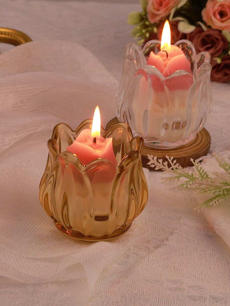 Halloween, Christmas, Exquisite Glass Tulip Scented Candles, Tulip Candle Glass, Suitable For Wedding Venues, Wedding Gifts, Halloween Holiday Venues, Restaurants, Living Rooms, Yoga Studios, Meditation, Birthday Candles, Mother's Day Gifts, Valentine's Day Gifts, Birthday Gifts, Adult Gifts, Wedding Candles, Home Decoration, Room Decoration, Fragrance Enhancement And Deodorization. Souvenir Gift