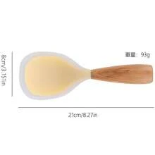 Cuchara de paleta de arroz de silicona con de madera, espátula para olla arrocera de pie resistente al calor, herramientas de cocina, pala de arroz antiescaldado KK1D - naranja y blanco - Ver 5
