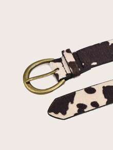 1 件波西米亚风牛纹毛茸茸 Cinturones De Mujer 女士腰带，适合牛仔竞技表演，搭配牛仔裤、连衣裙，是日常穿着、派对、音乐节、牛仔女郎的另类风格 - 乳牛紋路腰帶 - 查看 5