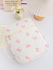 1 件装时尚花卉印花文具收纳袋，泡沫绗缝圣经保护套，大容量整理袋，可收纳铅笔、眼镜、书籍和笔记本；可爱蝴蝶结图案日记本收纳袋；精美拼贴日记工具整理袋；便携式旅行文具收纳袋