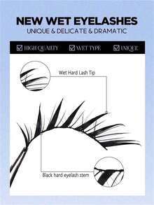 6/7 Pairs Wet Fox Eye Anime False Eyelashes, Cosplay Lashes, Thick Curly Wet Lashes, Makeup Tools - Black - View 7