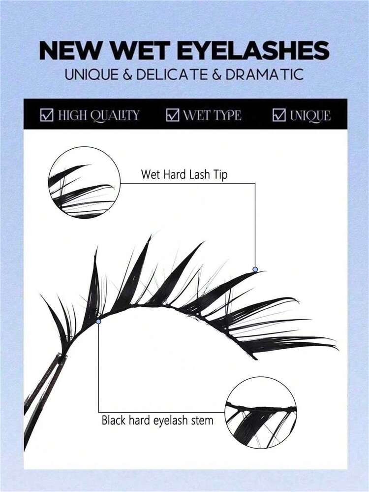 6/7 pár nedves rókaszem anime műszempilla, cosplay szempillák, vastag, göndör, nedves szempillák, sminkeszközök - Fekete - View 6