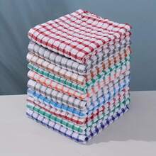 5-Pack Absorbent Plaid Dish Towels - Reusable Kitchen Cleaning Cloths For Drying Dishes And Cleaning Dirty Utensils, Kitchen Towels - 5pcs - View 2