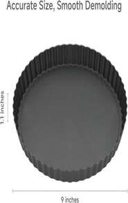 Maclia Tart Pan Removable Bottom - 9 Inch Non-Stick Carbon Steel Pie