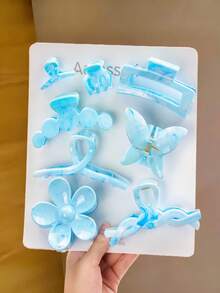 Set de 8 pinzas para el cabello de color rosa soñador, incluye diseños de flor, mariposa y formas geométricas minimalistas en tonos de rosa degradado y sólido, suaves y atractivos, fáciles de crear peinados dulces - Adecuado para niñas y mujeres, esencial para el peinado diario, accesorios para el cabello de otoño para todas las estaciones, pinzas de moda elegantes para el cabello de invierno para looks de vacaciones