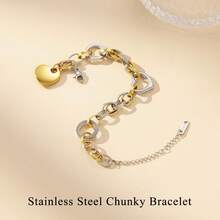 Charm Bracelet For Women Teen Girls, Verse Bracelet Stainless Steel 18K Gold Plated Bracelet Love Pendant Link Chain OT Clasp, Birthday Christmas Jewelry Gift For Mother Her - 6 銀吊墜 - 查看 6