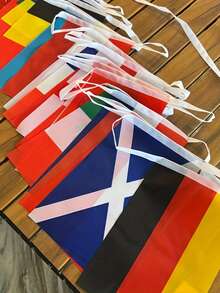 1set 32/50/100 Countries String Flags, International Hanging Bunting Pennant Banner, Decoration For Grand Opening, Sports Bar, Party Events, Holiday Supplies, Garden Decor