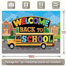 Pancarta plana 2D de bienvenida de vuelta a la escuela, fondo de apertura de la escuela, decoración del primer día de clases, decoración de la fiesta de regreso a la escuela de los estudiantes, adecuada para el aula, la fiesta, la decoración del hogar, la decoración de la temporada de regreso a la escuela, el entorno del aula, la decoración de la oficina, material resistente a la intemperie, decoración navideña, duradera, montaje de eventos, organizador de fiestas