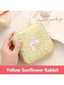 1 件可爱卡通绘画设计 PVC 拉链收纳袋，休闲风格，轻便，可手洗，大容量便携式收纳袋，适用于耳机、电缆、口红和女性卫生用品