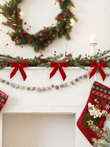 20pcs-Red Small Velvet Christmas Bow For Christmas Tree, Garland, Gift Wrap, Crafts, Wedding, Party, Twisted Rope Bow For Gift Bags, Baking Bags, Home Decor - Twisted Rope Bow