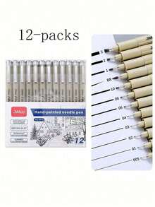 6 Pcs Double Tip Quick Dry Fiber Marker Pens, Large Capacity Painting & Coloring Art Markers, Lightweight Plastic, Black Ink - Ideal For Writing, Art And Calligraphy Back To School - Black - View 17