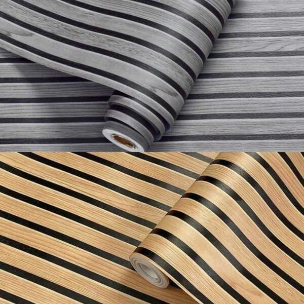 1 Roll Of Self-Adhesive Brown Wooden Strip Wallpaper Pvc Removable Contact Paper Bedroom Living Room Bathroom Background Wall Home Decoration Wall Sticker Kitchen Countertop Baffle Desktop Furniture Renovation Cover Film Diy Peel And Peel Wallpaper 17.7inx/39.3/118.1/196.8in