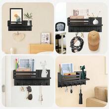 Youyijia Wall Key Holder Rustic Wood Key Rack With 6 Hooks And Mail Holder Wall Mounted Entryway Organizer For Keys Mail Sunglasses For Hallway Kitchen Office Bedroom - Black - View 5