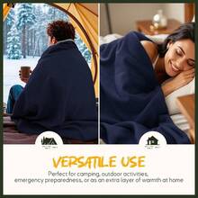 Merino Wool Blend Camping Blanket Ultra Warm Moisture Wicking Portable Outdoor Blanket For Camping RV Trips Adventures Picnic Bushcraft Survival Kits Large 86"X62"