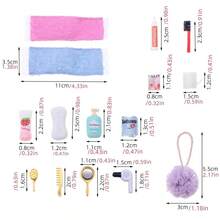 娃娃屋配件-迷你口红、香水、浴室套装、毛巾、吹风机、BJD微型沐浴场景化妆道具、微型玩具、装饰模型