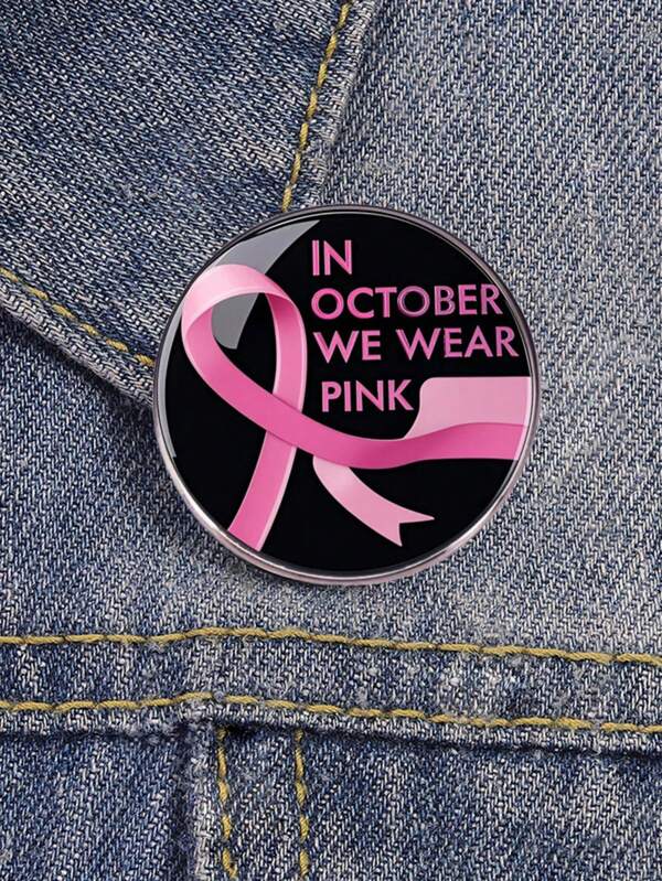 Pink Ribbon Metal Lapel Pin, Breast Cancer Awareness Brooch, Focus On Women's Health, Clothing Accessory