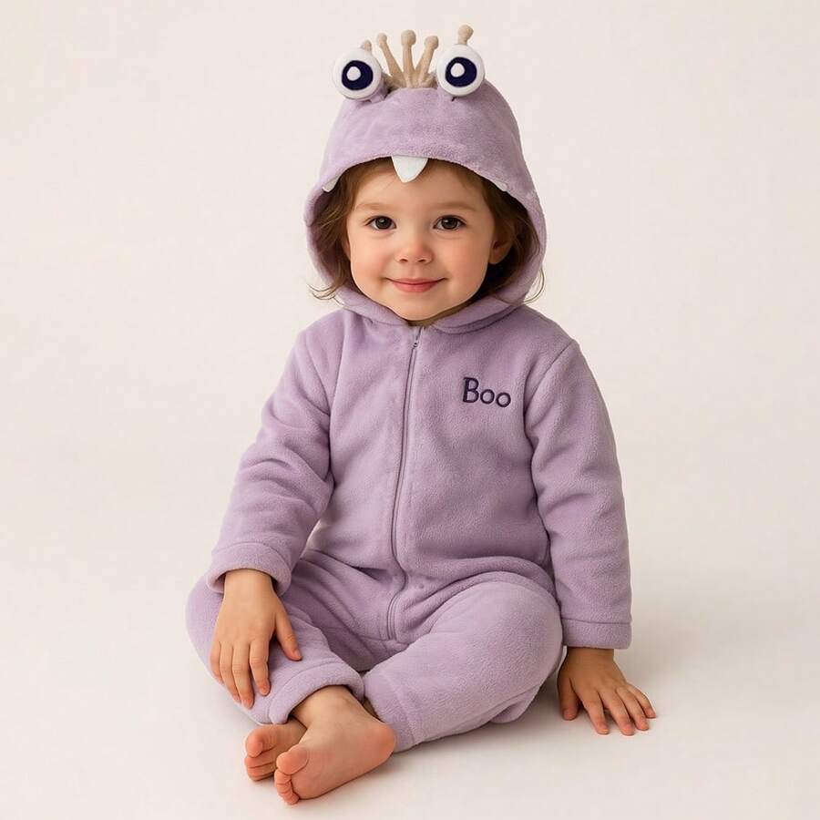 Disney Monster Inc. Boo Footless Romper With Embroidered Hat - Lilac Purple - View 1