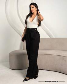 Women's Pants/Tailored Pants/Basic Pants/Elegant Pants/Skinny Pants/Pocket Zipper Button - 黑色 - 查看 3