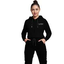 Set de 2 Piezas Pants para Mujer Afelpado Nueva Temporada, Conjunto de Moda, Sudadera con Capucha, Pants Ajustado - Negro - Ver 1