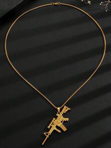 1 件男士时尚朋克军用迷彩枪吊坠项链、珠宝配饰、独特礼物 - 彩色 - 查看 8