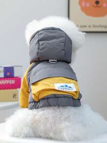 1pc Pet Clothes, Dog/Cat Outfit, Cute Apparel For Small Dogs, Warm & Comfortable Padded Coat For Small Dogs, Autumn/Winter - Gray - Grey - View 2
