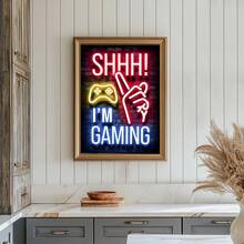 1 件霓虹灯游戏帆布海报，适用于电子竞技室、游戏室和男孩卧室的鲜艳帆布画，游戏玩家墙面装饰，海报，墙壁艺术，房间装饰用品帆布墙面艺术，房间海报，家居装饰，房间装饰美学，房间装饰用品。房间装饰，可选框架 - 彩色 - 查看 10