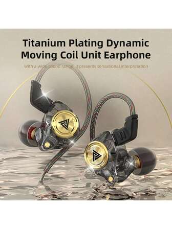 1 Stück QKZ AK3 transparente dynamische Resin In-Ear Kopfhörer - Hi-Fi Stereo, schwerer Bass, geräuschisolierend, Mikrofon - 3,5 mm verkabelt DJ Monitor Ohrhörer, Sport/Gaming/Gym Headset, Kunststoff, nicht wasserdicht, Tastenbedienung, Anrufsteuerung, kabellos, kompatibel mit Handy, Erwachsene, halb offene Ohrpolster, kapazitives Mikrofon