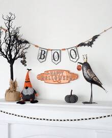 67x7.3"H Iron Boo Banner W/Bats, For Halloween Holiday Decor