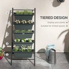 Outsunny 5Tier Vertical Raised Garden Planter With 5 Container Boxes Outdoor Plant Stand For Vegetable Flowers Grey - Charcoal grey1 - View 4