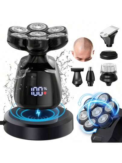 sejoy Multi Functional 6-In-1 Electric Trimmer, Suitable For Both Men And Women, Shaving, Hair Clipper, Nose Hair, Body Hair, Grooming, Rechargeable LED Display Screen, 7D Rotating Shaver Head, IPX7 Waterproof, Shaving Kit