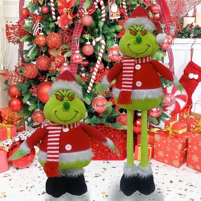 Grinch Stehfigur zum Ausklappen, Weihnachtsdekoration, Grinch grüne Plüsf-Verzierung, Weihnachtsgeschenk, Neujahrsszenen-Dekoration, Bestes Geschenk