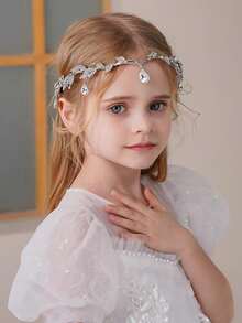 1pc Glamorous Princess Fairy Style Rhinestone Leaf Shaped Hair Accessory For Girls, Suitable For Ball, Performance, Party, Runway, Street Photography, Birthday Gift, Fashionable And Sweet Decoration