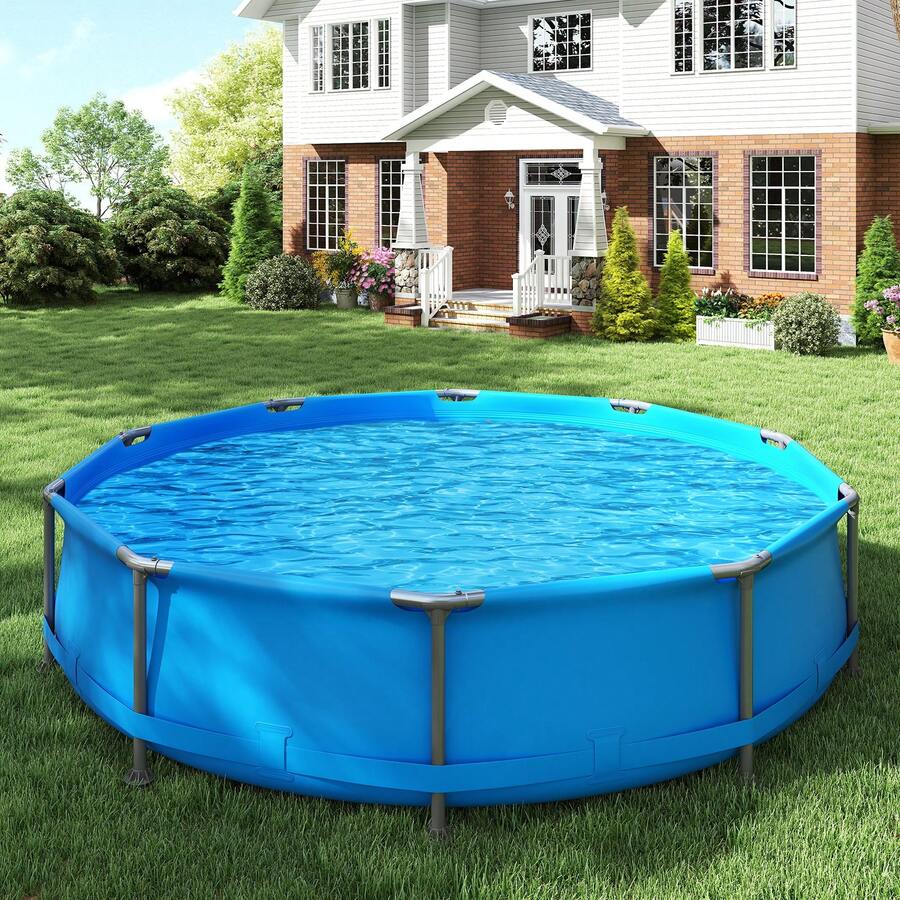 Piscina familiar para exteriores de 6,120 litros con estructura de metal y tela de PVC multicapa - Azul - Ver 1