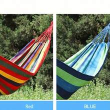 1-Pack Vibrant Colorful Cloth Hammocks With Anti-Rollover Design, Tree-Friendly Straps & Portable Storage Bag - Durable Non- Fabric For Outdoor, Indoor, Camping Use, Hammock For Camping, Indoor Hanging, Striped Pattern, Sturdy Rope Included