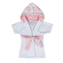 Hooded Baby Bathrobe For Babies 1 To 12 Months - Hồng và Trắng - Xem 2