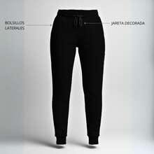 Set de 2 Piezas Pants para Mujer Afelpado Nueva Temporada, Conjunto de Moda, Sudadera con Capucha, Pants Ajustado - Negro - Ver 5