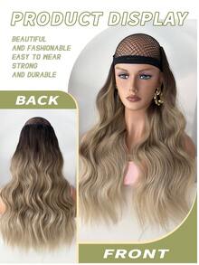 Ekstensi Rambut Jepit Bergelombang Hitam Cokelat Alami 22 Inci (4 pcs), Potongan Rambut Sintetis Cocok untuk Penggunaan Sehari-hari Wanita dan Anak Perempuan - Ombre Coklat - View 6