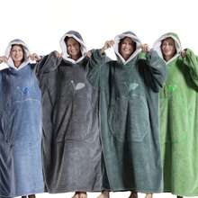 Nowa bluza z kapturem dla kobiet w dużym rozmiarze, miękki, ciepły i wygodny koc z kieszenią z przodu, unisexowe, ciepłe, zimowe ręczniki prysznicowe do salonu piękności, hotelowe artykuły sportowe, artykuły gospodarstwa domowego, ręcznik, ręcznik kąpielowy do pielęgnacji skóry