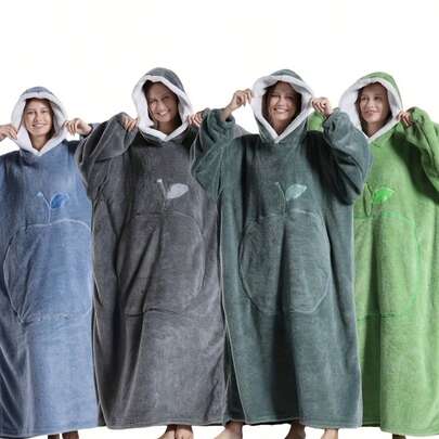 New Plus Size Women Hooded Blanket Sweatshirt, Soft Warm Comfortable Pullover Blanket With Front Pocket, Unisex Warm Winter Decor Shower Towels For Beauty Salon, Hotel Sports,Home Essentials, Towel, Skin Care Bath Towel Sheet