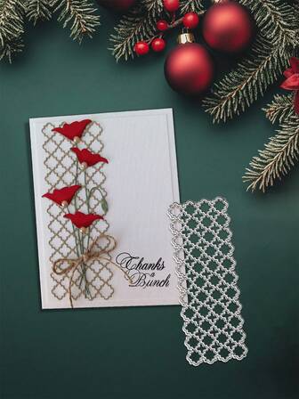 圣诞网格贺卡金属切割模具、DIY 剪贴簿相册和压花模板、贺卡制作工具、卡片纸切割工艺品、礼品卡制作模板模切