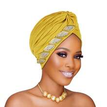 1件亮片派对帽头巾，非洲传统帽，南美帽，西瓜帽，节日帽，镶钻帽，休闲帽，适合派对、节日、送礼，也可作睡帽或睡帽。 - 彩色 - 查看 9