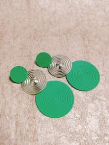 1 Đôi bông tai họa tiết sóng tròn thời trang đa năng dành cho nữ - màu xanh lá - Xem 5