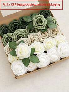 5 peças/15 peças/25 peças Rosa Artificial, Conjunto de Rosas Artificiais Gradiente Verde Floresta - Conjunto de Buquê de Casamento DIY, Adequado para Casamento, Bolo e Decoração de Mesa de Festa. Rosas de Espuma de Simulação em Caixa de Presente Tingida, Atmosfera Leve de Luxo/Simples/Estilo Europeu, Envie para Amigos, Parceiros, Mães, Namoradas. Dia de Natal