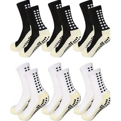 6 pares de calcetines deportivos de alto rendimiento para hombres, con agarre mejorado, tela transpirable que absorbe la humedad, adecuados para fútbol, baloncesto y correr