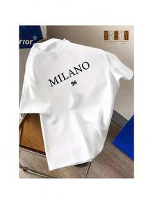 MILANO Men's Comfy 96 Print Crew Neck Short Sleeve T-Shirt - Casual Tops For Daily Wear - Men's Fashion &Amp; Gift - trắng - Xem 1